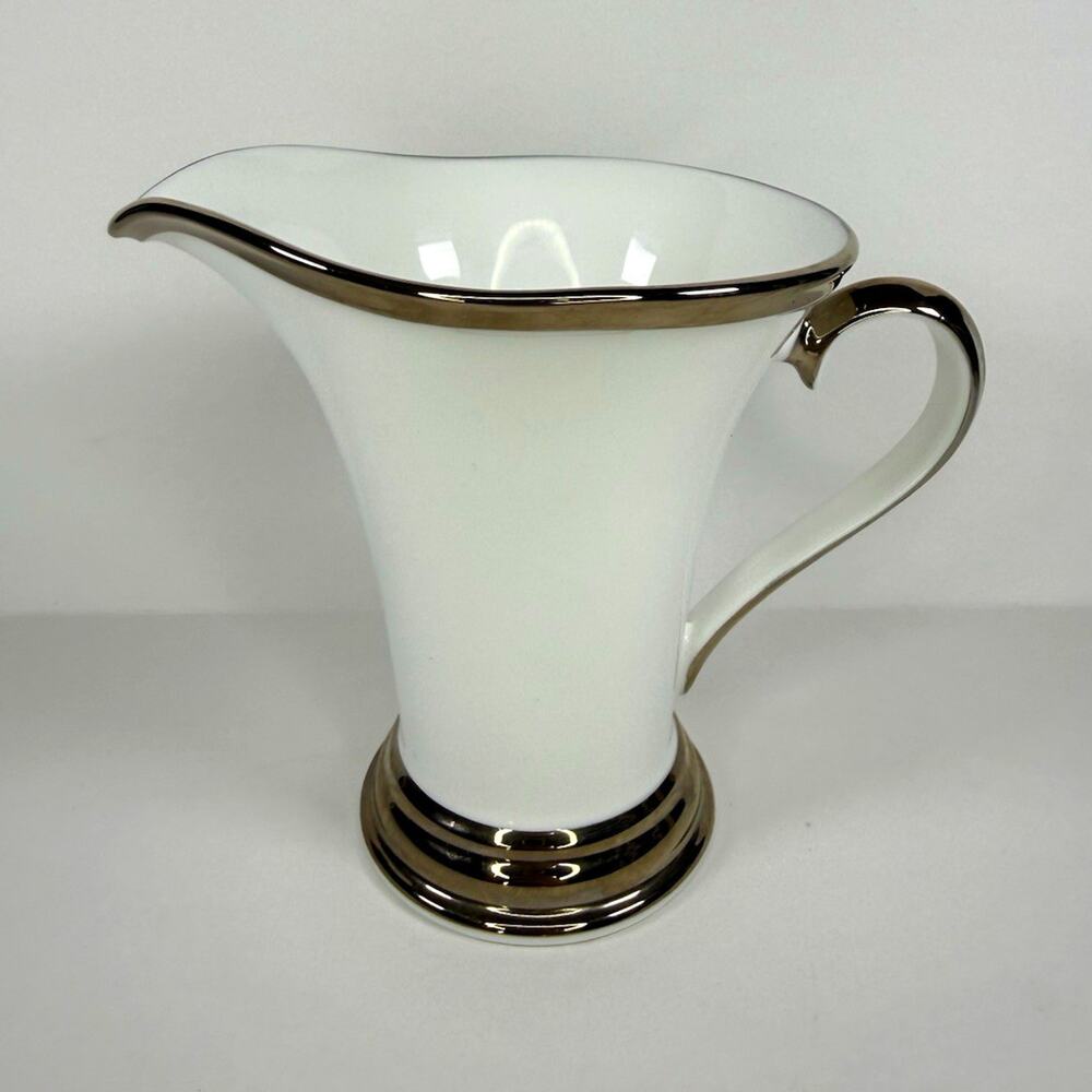 Lenox Solitaire White Dimension II Collection Creamer Pitcher Platinum Trim